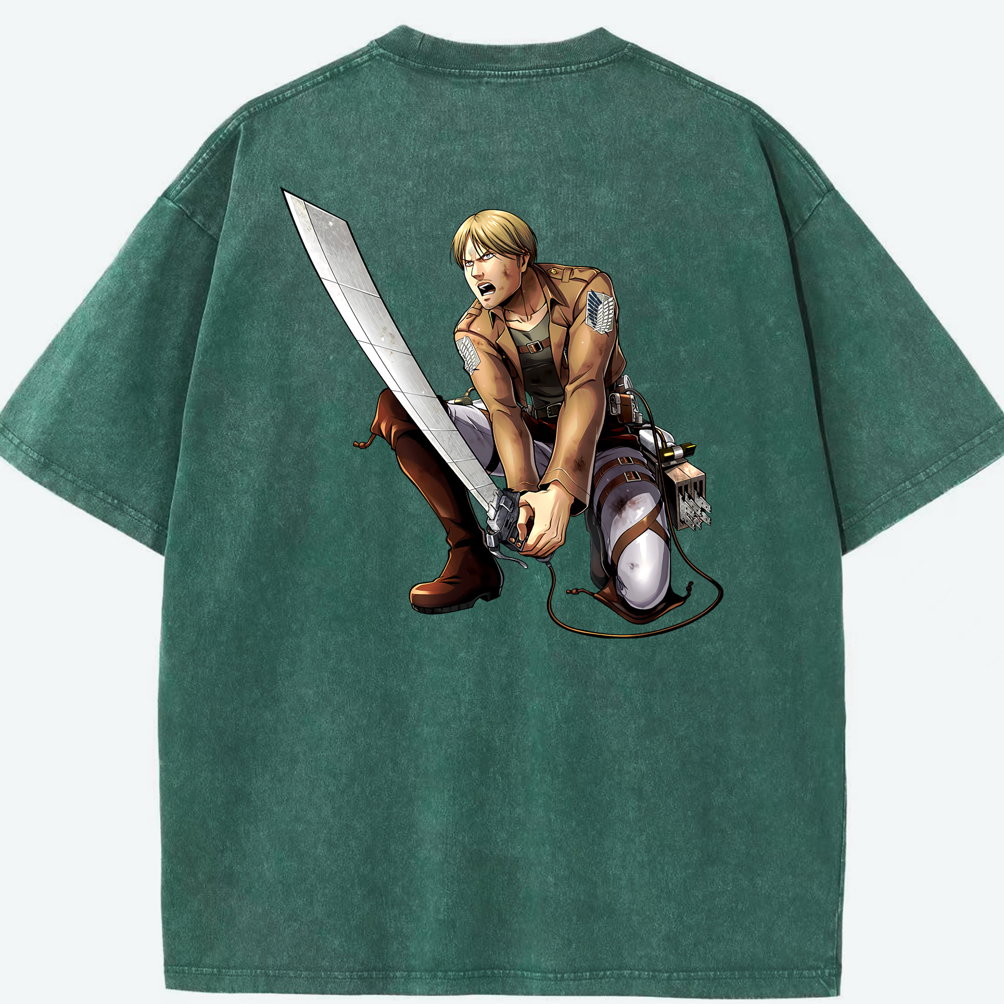 （画像用） 進撃の巨人 ミケ·ザカリアス Attack on Titan Mike Zakarius 綿100% ヴィンテージ風 半袖Tシャツ（背面プリント）
